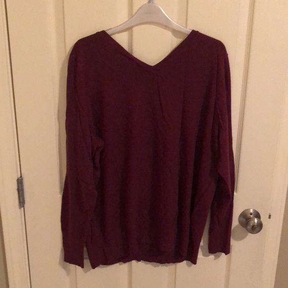 Maroon Lane Bryant Double V-Neck Sweater 18/20 - Picture 3 of 3